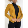 Blazer moutarde col revers avec poches à zip. Blazer femme pas cher - 6