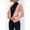 Blazer rose col revers avec poches à zip. Blazer femme pas cher - 1