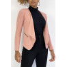 Blazer rose col revers avec poches à zip. Blazer femme pas cher - 3