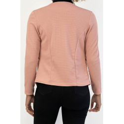 Blazer rose col revers avec poches à zip. Blazer femme pas cher - 6