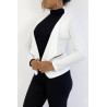 Blazer écru col revers avec poches à zip. Blazer femme pas cher - 1