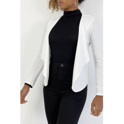 Blazer écru col revers avec poches à zip. Blazer femme pas cher - 2