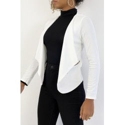 Blazer écru col revers avec poches à zip. Blazer femme pas cher - 3