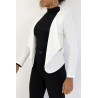 Blazer écru col revers avec poches à zip. Blazer femme pas cher - 3