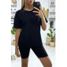 Ensemble short et t-shirt over size noir très fashion - 3