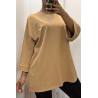 Sweat over size en coton camel - 2