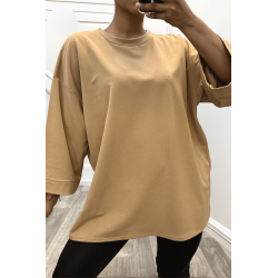 Sweat over size en coton camel - 3