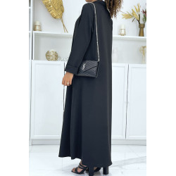 Longue abaya noire avec poches et ceinture - 2