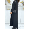 Longue abaya noire avec poches et ceinture - 2