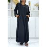 Longue abaya noire avec poches et ceinture - 3