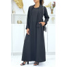 Longue abaya noire avec poches et ceinture - 4