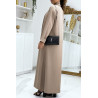 Longue abaya camel avec poches et ceinture - 3