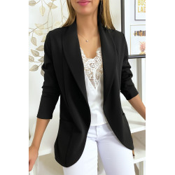 Veste Blazer noir col châle avec poches. Blazer femme 1526 - 3