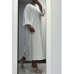 Longue robe over size en coton blanc très épais - 4