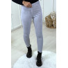 Jeans slim gris clair taille haute - 3