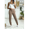 Pantalon jogging taupe avec poche serré en bas - 1