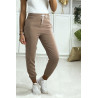 Pantalon jogging taupe avec poche serré en bas - 3