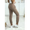 Pantalon jogging taupe avec poche serré en bas - 4