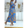 Sublime kimono en soie avec motif bleu et orange - 4