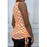 Debardeur orange a damier blanc - 2