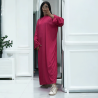 Longue robe fuchsia collection printemps-été en maille côtelé extensible très agréable à porter - 1