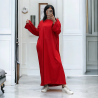 Longue robe rouge collection printemps-été en maille côtelé extensible très agréable à porter - 1