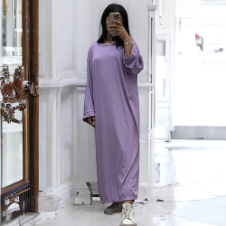 Longue robe lilas collection printemps-été en maille côtelé extensible très agréable à porter - 1