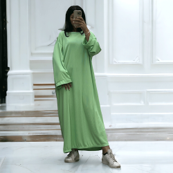 Longue robe vert clair collection printemps-été en maille côtelé extensible très agréable à porter - 2