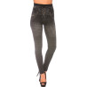 Leggings minceur noir style jeans taille haute et effet lien croisé. Effet Push-Up - 2