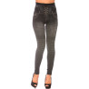 Leggings minceur noir style jeans taille haute et effet lien croisé. Effet Push-Up - 3