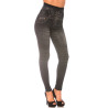 Leggings minceur noir style jeans taille haute et effet lien croisé. Effet Push-Up - 7