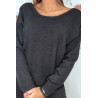 Pull doux noir avec cordons au dos - 11