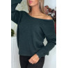 Pull doux vert avec cordons au dos - 2