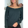 Pull doux vert avec cordons au dos - 5