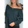 Pull doux vert avec cordons au dos - 6