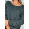 Pull doux vert avec cordons au dos - 12