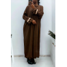 Abaya 2 pièces robe et kimono chocolat très class - 1