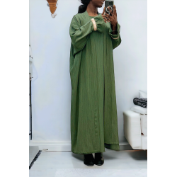 Abaya 2 pièces robe et kimono kaki très class - 2