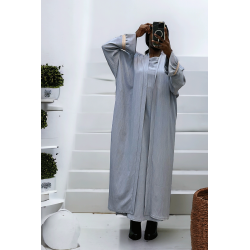 Abaya 2 pièces robe et kimono gris très class - 1