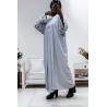 Abaya 2 pièces robe et kimono gris très class - 3