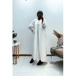 Abaya 2 pièces robe et kimono blanc très class - 1