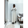 Abaya 2 pièces robe et kimono blanc très class - 3