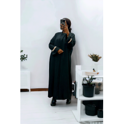 Abaya 2 pièces robe et kimono noir très class - 1