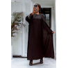 Abaya 2 pièces robe et kimono noir très class - 3