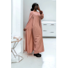 Abaya 2 pièces robe et kimono rose très class - 2