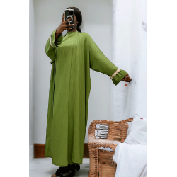 Abaya 2 pièces robe et kimono vert très class - 2