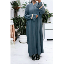 Abaya 2 pièces robe et kimono anthracite très class - 3