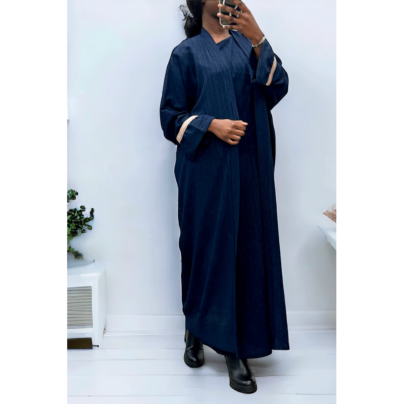 Abaya 2 pièces robe et kimono marine très class - 1