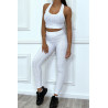 Ensemble fitness push-up blanc composé de 3 pièces : legging, crop top et mini veste - 2
