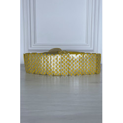 Ceinture jaune élastique à empiècement rectangulaire - 1